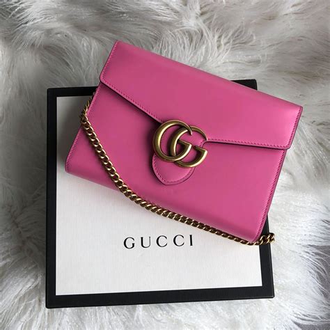 gucci marmont wallet on chain pink|gucci flap wallet on chain.